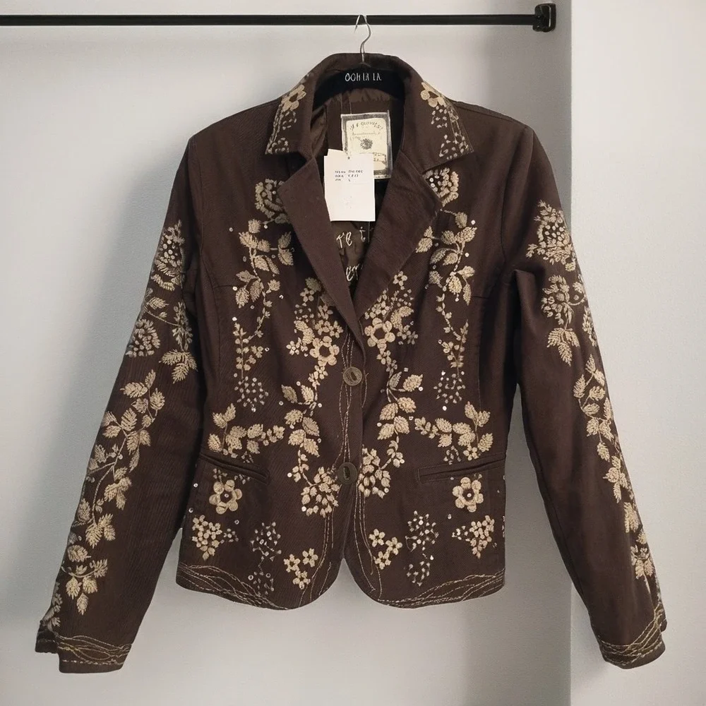 Paparazzi By Biz Embroidered Floral Jacket Size Medium - Picture 1 of 11